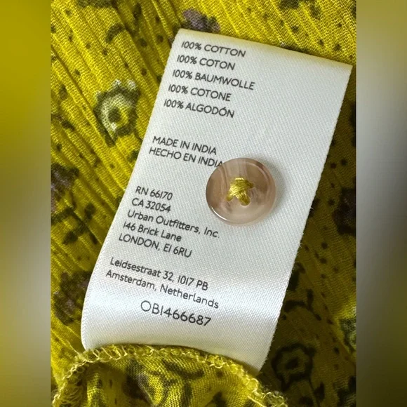 Anthropologie Pilcro The Sidney Batwing Yellow Green Floral Print Blouse Shirt - Picture 13 of 16